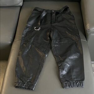 Zara Black Faux Leather Jogger Pants